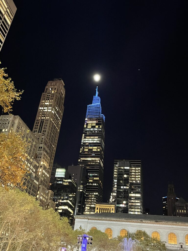 An almost full moon in a clear sky (and freezing clod too!) New York, November 2023